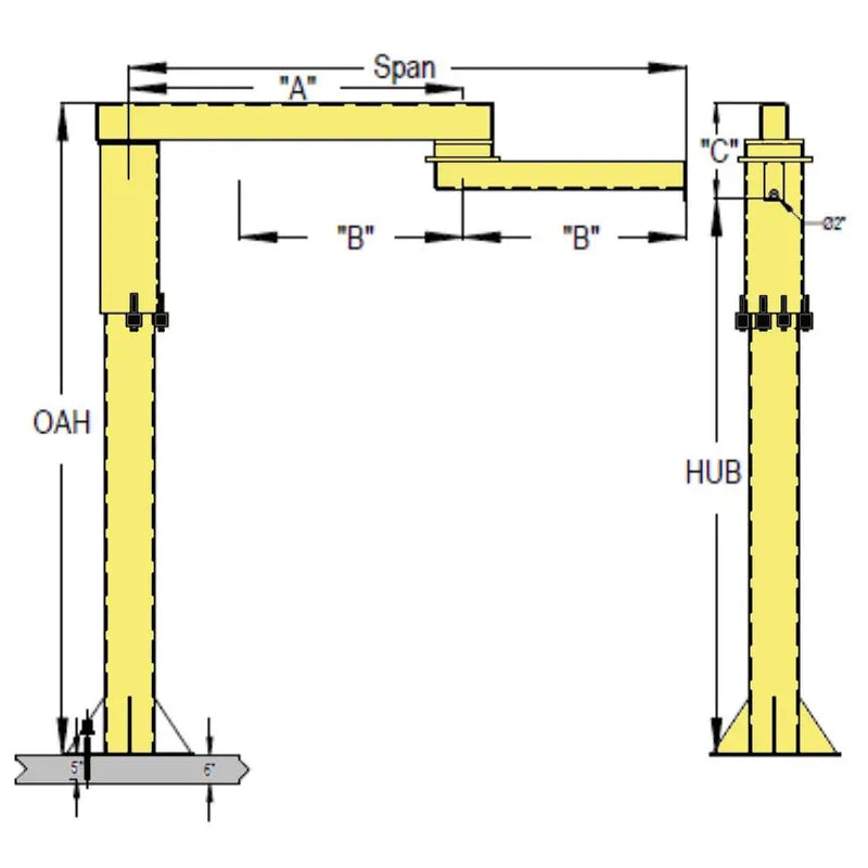 All Lift Cranes FL-FAR Series Foundationless Articulating Jib Crane | 1/4 Ton Capacity