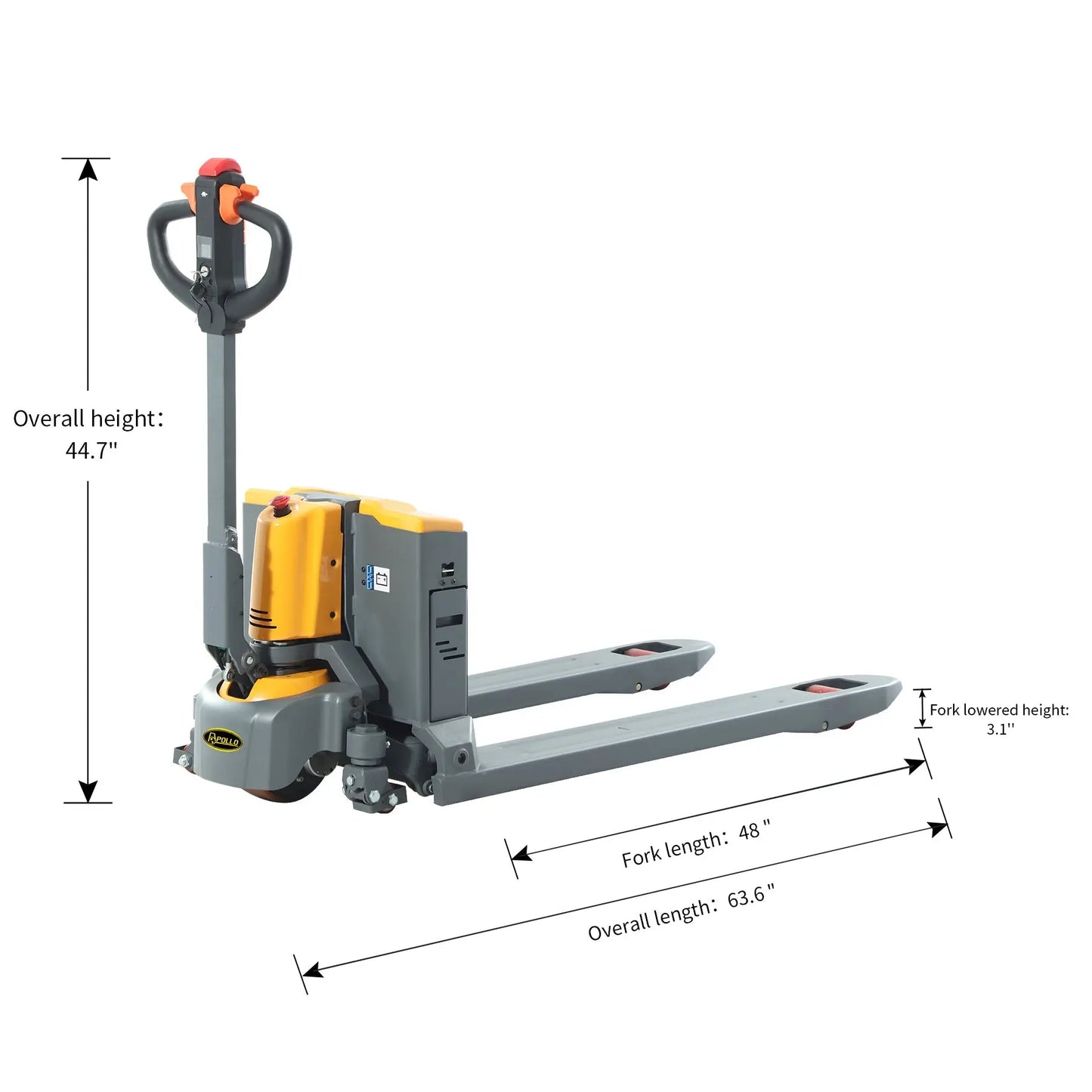 Measurements of Electric Pallet Truck Lithium Power Pallet