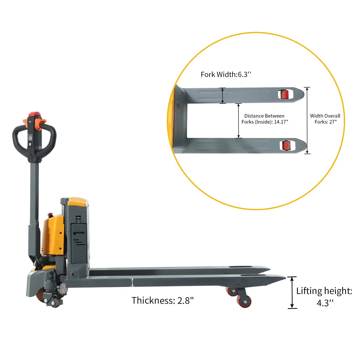 Electric Pallet Truck Lithium Power Pallet measurements of forklifts