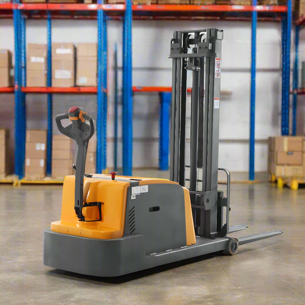 Counterbalanced Electric Stacker in a warehouse