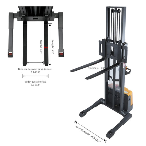 Powered Forklift Full Electric Walkie Stacker dimension