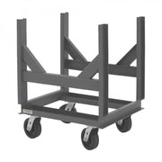 Durham Bar Cradle Truck With (4) Swivel 6" x 2" Phenolic Casters And 2 Cradles, Gray