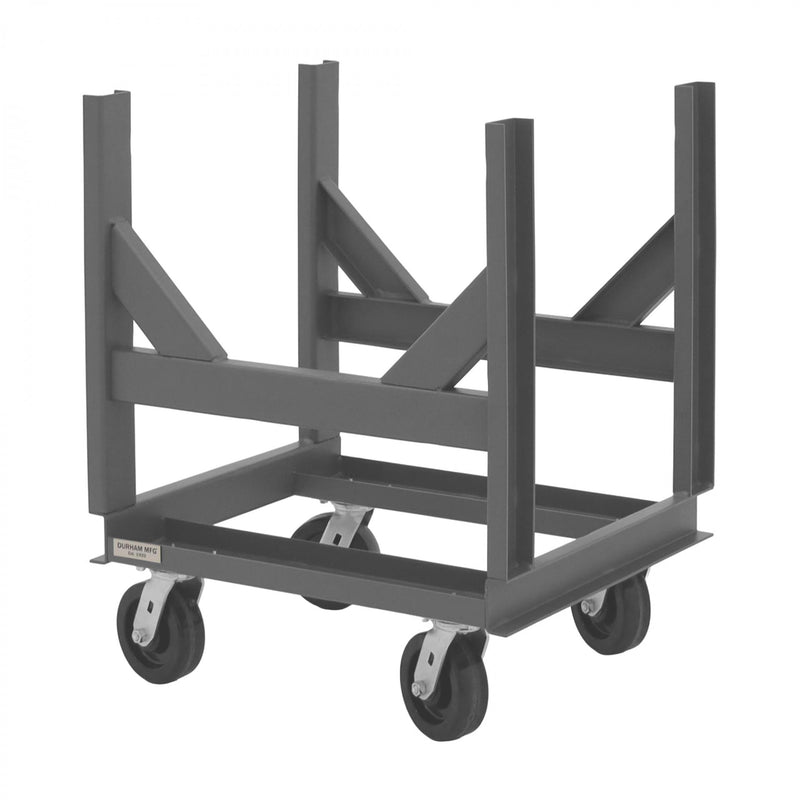 Durham Bar Cradle Truck With (4) Swivel 6" x 2" Phenolic Casters And 2 Cradles, Gray