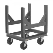 Durham Bar Cradle Truck With (4) Swivel 6" x 2" Phenolic Casters And 2 Cradles, Gray