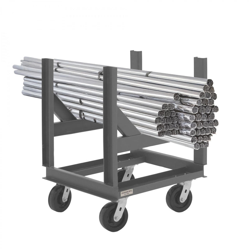 Durham Bar Cradle Truck With (4) Swivel 6" x 2" Phenolic Casters And 2 Cradles, Gray
