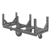 Durham Bar Cradle Truck With (2) Swivel 6" x 2" Phenolic Casters And (2) 10" x 2-1/2" Phenolic Wheels With 3 Cradles