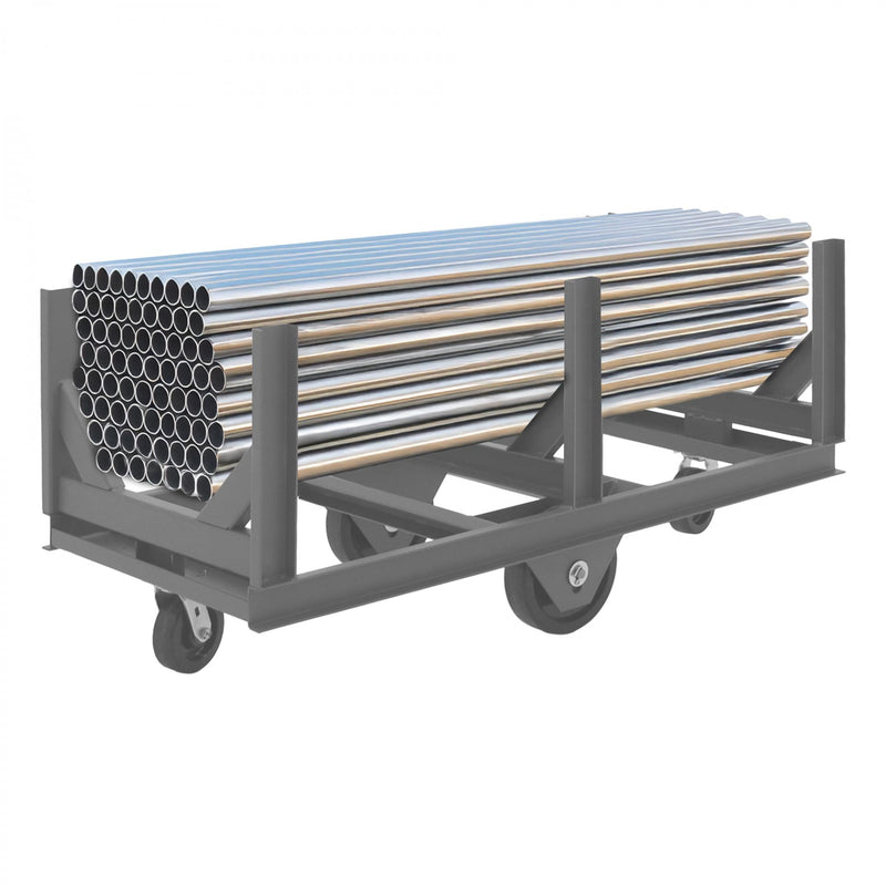 Durham Bar Cradle Truck With (2) Swivel 6" x 2" Phenolic Casters And (2) 10" x 2-1/2" Phenolic Wheels With 3 Cradles
