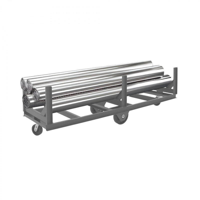 Durham Bar Cradle Truck With (2) Swivel 6" x 2" Phenolic Casters And (2) 10" x 2-1/2" Phenolic Wheels With 3 Cradles