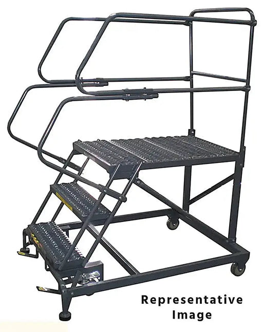 Ballymore 50 Degree Single Entry Platforms - With Handrails, 50° Incline, 3 Step, 33 In Wide Base, 36 in Deep Top Step, Serrated Tread Ballymore