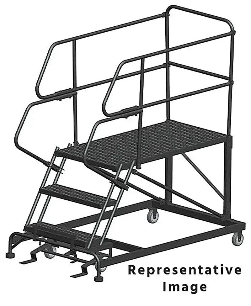Ballymore 50 Degree Single Entry Platforms - With Handrails, 50° Incline, 3 Step, 38 In Wide Base, 48 in Deep Top Step, Serrated Tread Ballymore