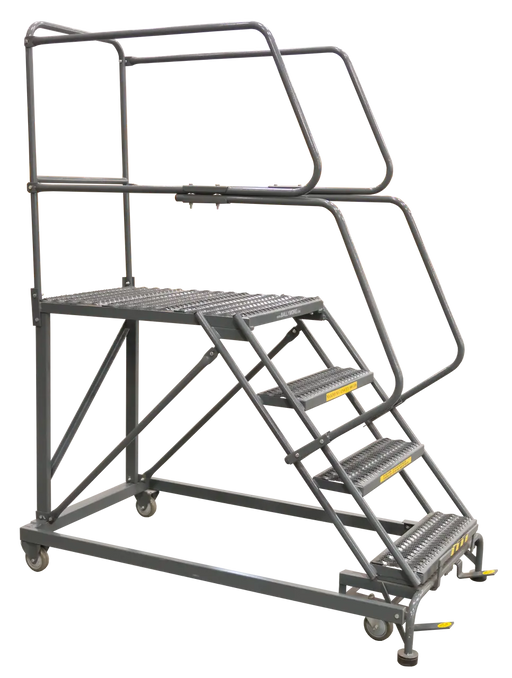 Ballymore 50 Degree Single Entry Platforms - With Handrails, 50° Incline, 4 Step, 33 In Wide Base, 36 in Deep Top Step, Serrated Tread Ballymore