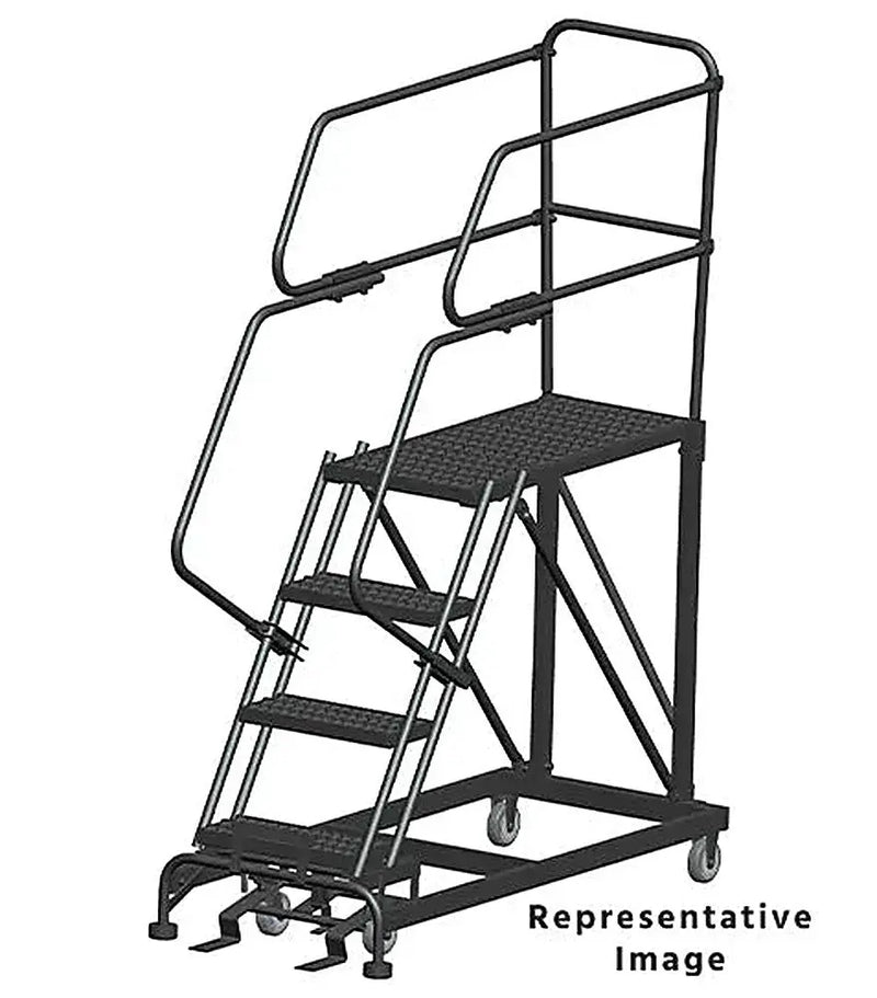 Ballymore 50 Degree Single Entry Platforms - With Handrails, 50° Incline, 4 Step, 33 In Wide Base, 48 in Deep Top Step, Serrated Tread Ballymore