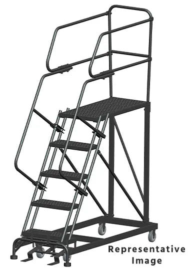 Ballymore 50 Degree Single Entry Platforms - With Handrails, 50° Incline, 5 Step, 33 In Wide Base, 36 in Deep Top Step, Serrated Tread Ballymore