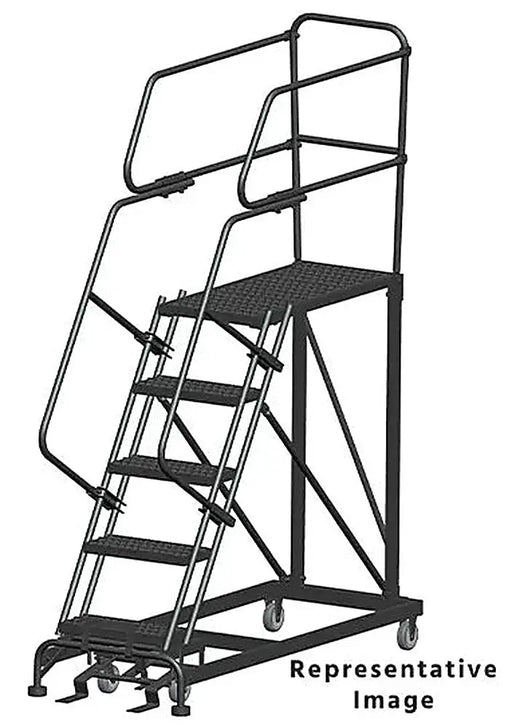 Ballymore 50 Degree Single Entry Platforms - With Handrails, 50° Incline, 5 Step, 33 In Wide Base, 36 in Deep Top Step, Serrated Tread Ballymore