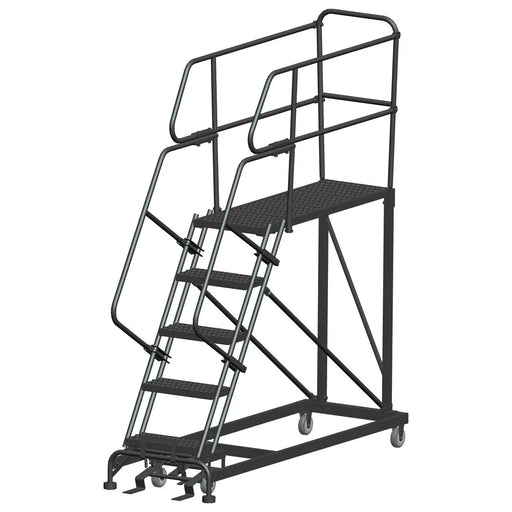 Ballymore 50 Degree Single Entry Platforms - With Handrails, 50° Incline, 5 Step, 33 In Wide Base, 48 in Deep Top Step, 