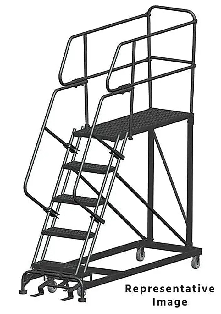 Ballymore 50 Degree Single Entry Platforms - With Handrails, 50° Incline, 5 Step, 33 In Wide Base, 60 in Deep Top Step, Serrated Tread Ballymore