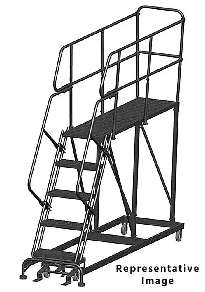 Ballymore 50 Degree Single Entry Platforms - With Handrails, 50° Incline, 5 Step, 33 In Wide Base, 72 in Deep Top Step, Serrated Tread Ballymore