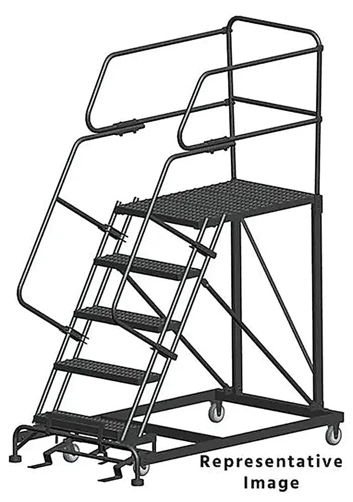 Ballymore 50 Degree Single Entry Platforms - With Handrails, 50° Incline, 5 Step, 38 In Wide Base, 36 in Deep Top Step, Serrated Tread Ballymore