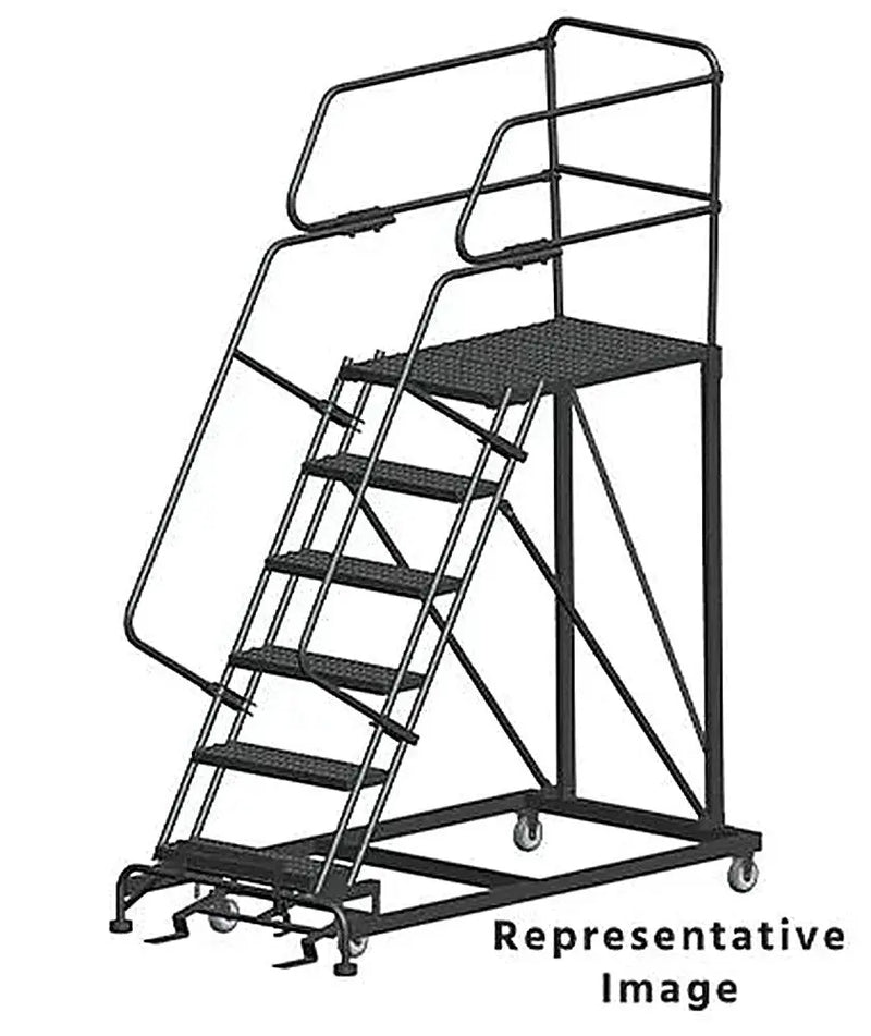 Ballymore 50 Degree Single Entry Platforms - With Handrails, 50° Incline, 6 Step, 38 In Wide Base, 36 in Deep Top Step, Serrated Tread Ballymore