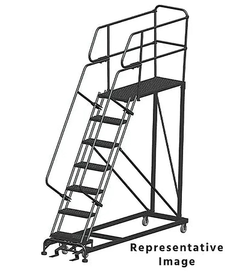 Ballymore 50 Degree Single Entry Platforms - With Handrails, 50° Incline, 7 Step, 33 In Wide Base, 60 in Deep Top Step, Serrated Tread Ballymore