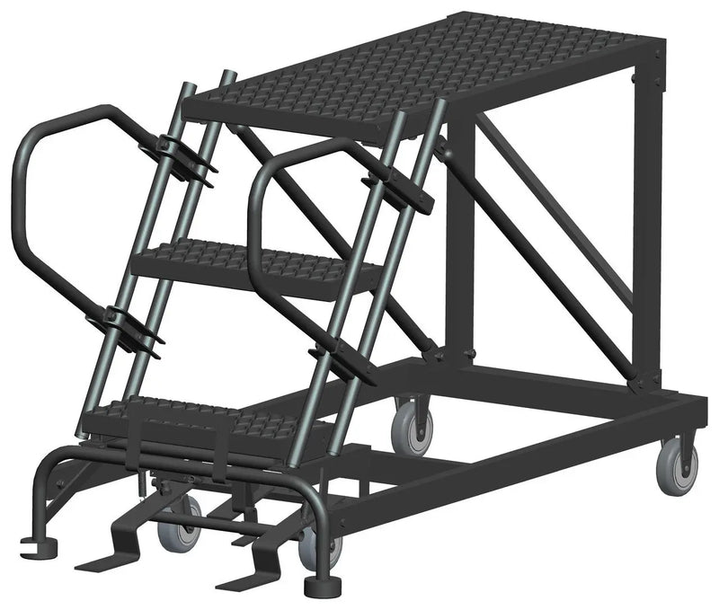 Ballymore 50 Degree Single Entry Platforms - Without Handrails, 50° Incline, 3 Step, 33 In Wide Base, 36 in Deep Top Step, Serrated Tread Ballymore
