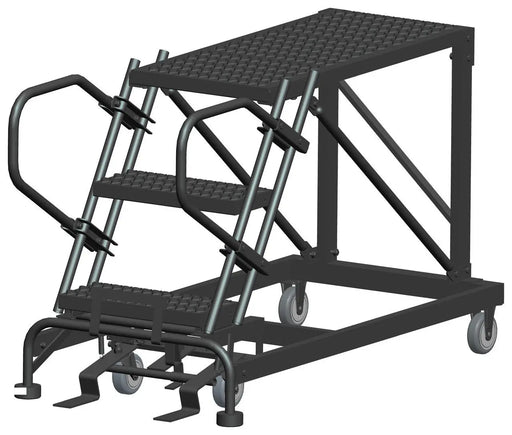 Ballymore 50 Degree Single Entry Platforms - Without Handrails, 50° Incline, 3 Step, 33 In Wide Base, 36 in Deep Top Step, Serrated Tread Ballymore