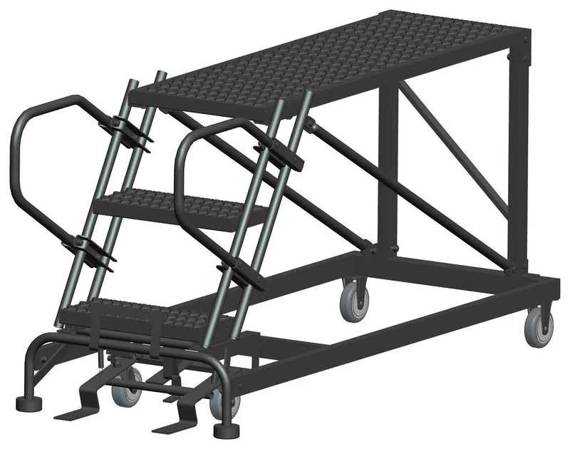 Ballymore 50 Degree Single Entry Platforms - Without Handrails, 50° Incline, 3 Step, 33 In Wide Base, 48 in Deep Top Step, Serrated Tread Ballymore