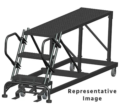 Ballymore 50 Degree Single Entry Platforms - Without Handrails, 50° Incline, 3 Step, 33 In Wide Base, 72 in Deep Top Step, Serrated Tread Ballymore