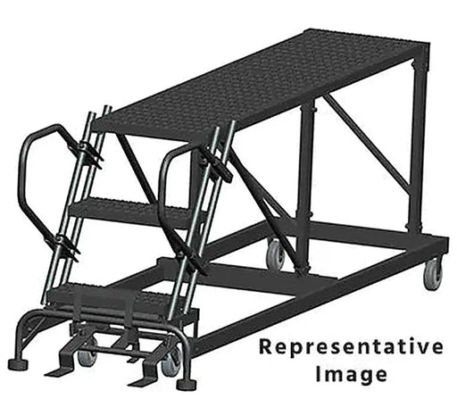 Ballymore 50 Degree Single Entry Platforms - Without Handrails, 50° Incline, 3 Step, 33 In Wide Base, 72 in Deep Top Step, Serrated Tread Ballymore
