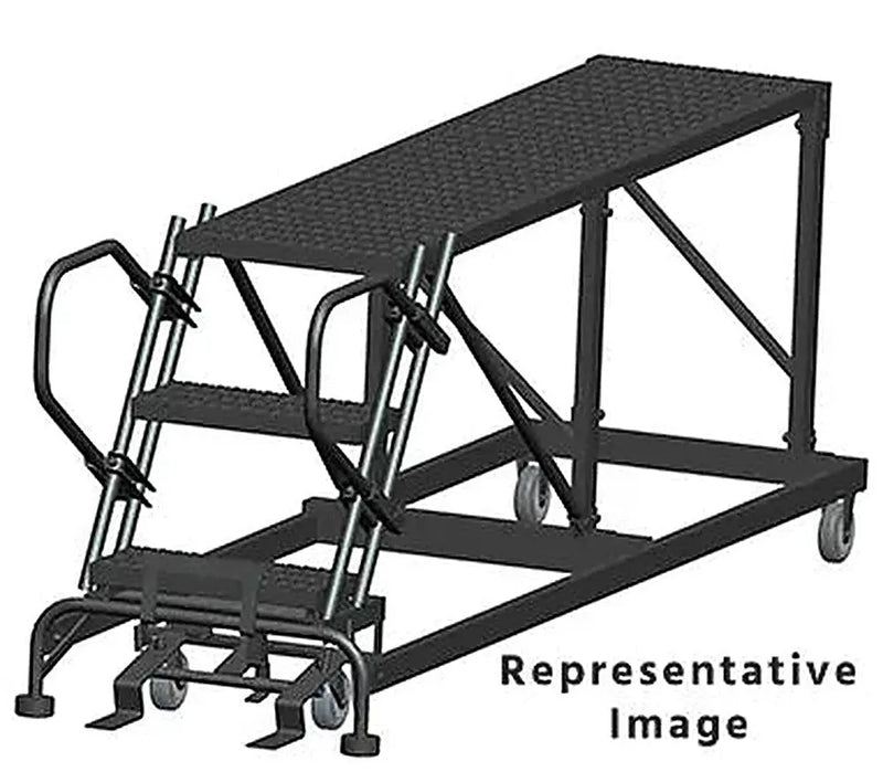 Ballymore 50 Degree Single Entry Platforms - Without Handrails, 50° Incline, 3 Step, 38 In Wide Base, 36 in Deep Top Step, Serrated Tread Ballymore