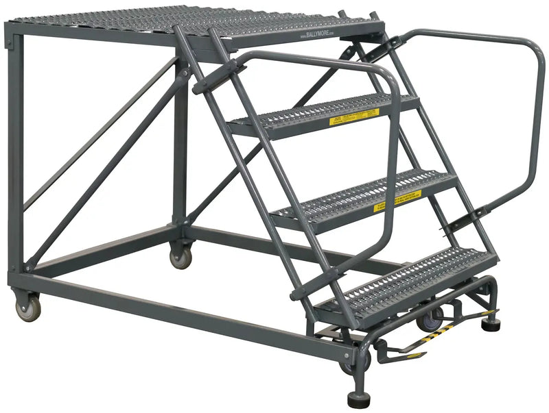 Ballymore 50 Degree Single Entry Platforms - Without Handrails, 50° Incline, 3 Step, 38 In Wide Base, 48 in Deep Top Step, Serrated Tread Ballymore