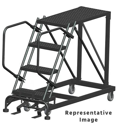 Ballymore 50 Degree Single Entry Platforms - Without Handrails, 50° Incline, 4 Step, 33 In Wide Base, 48 in Deep Top Step, Serrated Tread Ballymore