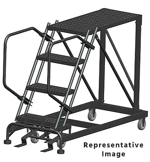 Ballymore 50 Degree Single Entry Platforms - Without Handrails, 50° Incline, 4 Step, 33 In Wide Base, 48 in Deep Top Step, Serrated Tread Ballymore