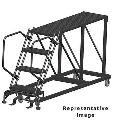 Ballymore 50 Degree Single Entry Platforms - Without Handrails, 50° Incline, 4 Step, 33 In Wide Base, 60 in Deep Top Step, Serrated Tread Ballymore