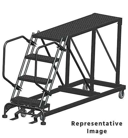 Ballymore 50 Degree Single Entry Platforms - Without Handrails, 50° Incline, 4 Step, 33 In Wide Base, 60 in Deep Top Step, Serrated Tread Ballymore