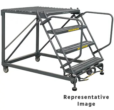 Ballymore 50 Degree Single Entry Platforms - Without Handrails, 50° Incline, 4 Step, 38 In Wide Base, 72 in Deep Top Step, Serrated Tread Ballymore