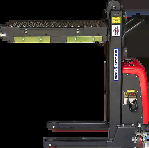 Ballymore portable ball transfer conveyor table with Semi-Electric Pallet Stacker for easy material handling