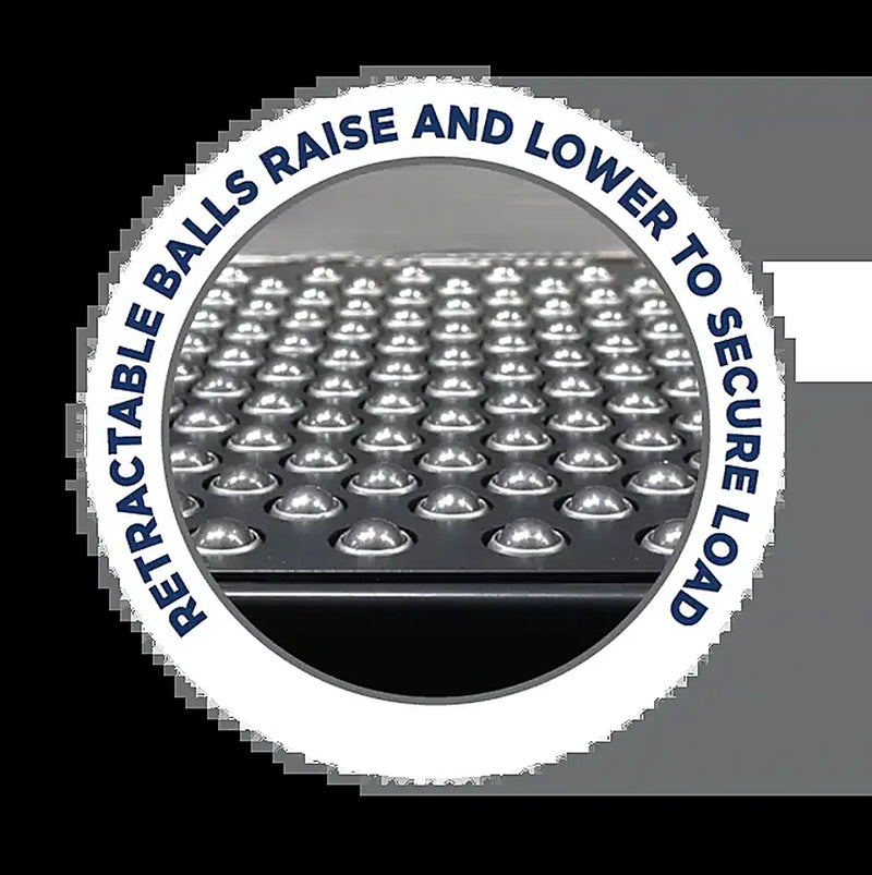 Close-up of Ballymore Portable Ball Transfer Conveyor Table with retractable balls for Semi-Electric Pallet Stacker