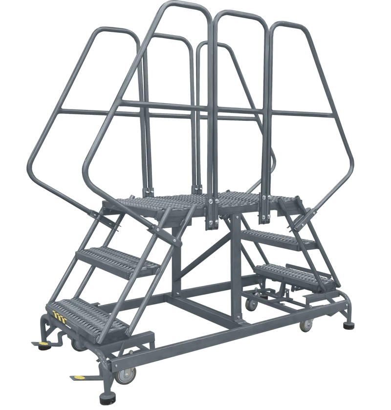 Ballymore Double Entry Work Platforms with Handrails, 3 Step, 33 In Wide Base, 36 in Platform Depth, Serrated Tread Ballymore
