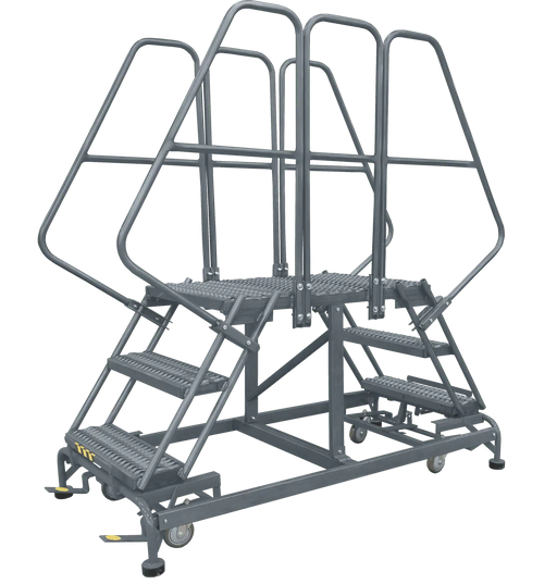 Ballymore Double Entry Work Platforms with Handrails, 3 Step, 38 In Wide Base, 72 in Platform Depth, Serrated Tread Ballymore