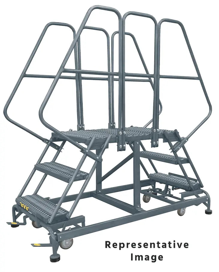 Ballymore Double Entry Work Platforms with Handrails, 4 Step, 33 In Wide Base, 48 in Platform Depth, Serrated Tread Ballymore