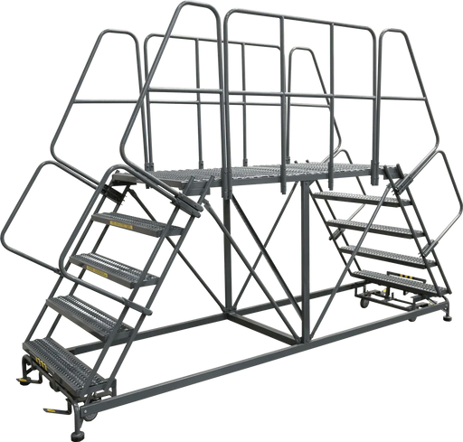 Ballymore Double Entry Work Platforms with Handrails, 5 Step, 38 In Wide Base, 48 in Platform Depth, Serrated Tread Ballymore
