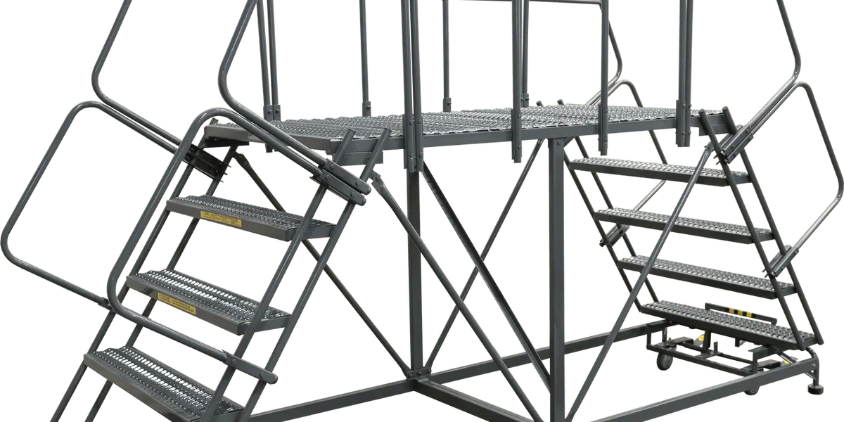 Ballymore Double Entry Work Platforms with Handrails, 6 Step, 33 In ...