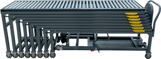 Ballymore Expandable Conveyor 10' to 60' w/ Steel Rollers, 24"W. 100 lbs per Ft. Ballymore