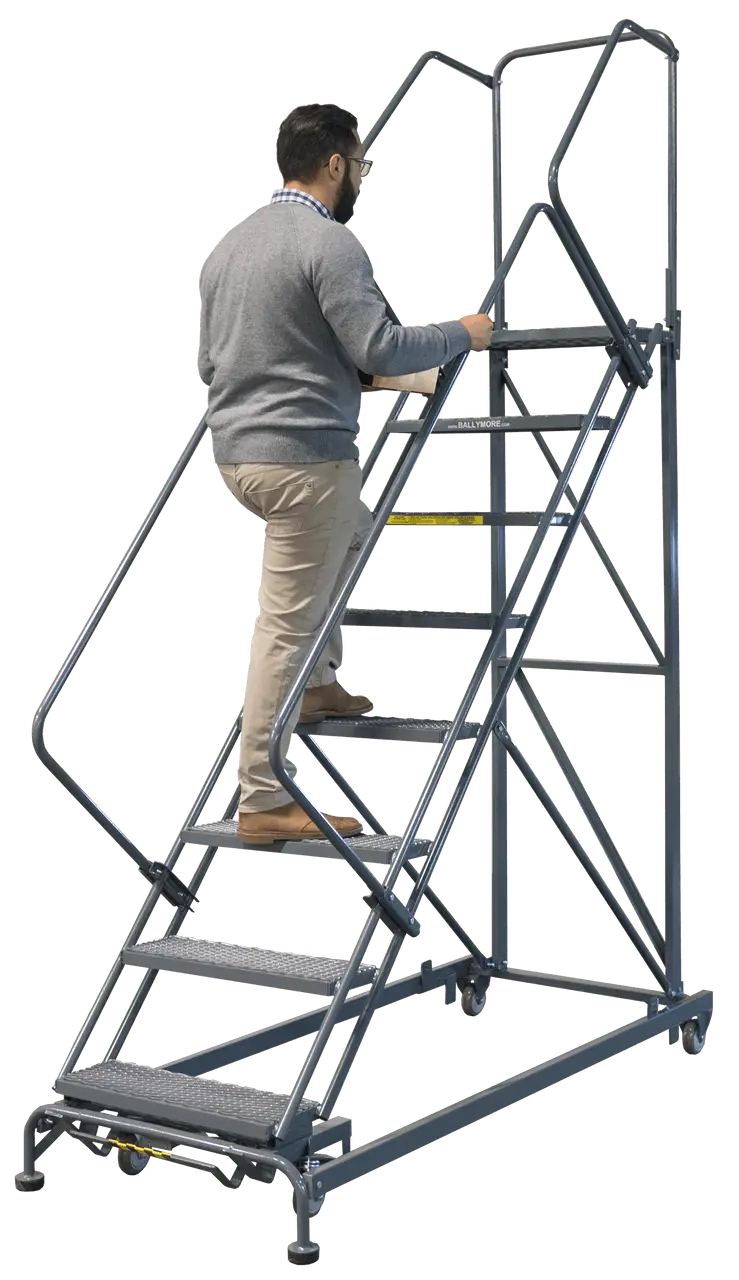 Ballymore Hds Steel Rolling Ladder - Safety Yellow Ballymore