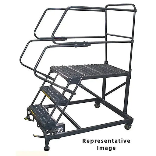 Ballymore Single Entry Work Platforms - With Handrails, 50° Incline, 3 Step, 33 In Wide Base, 36 in Deep Platform, Serra