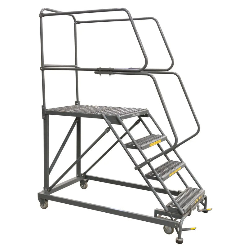 Ballymore Single Entry Work Platforms - With Handrails, CALOSHA, 4 Step, 33 In Wide Base, 36 in Deep Platform, Serrated 