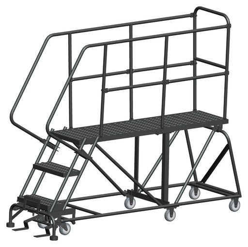Ballymore Single Entry Work Platforms, 3 Step, 33" Wide Base, 60" Deep Platform, Serrated Tread Ballymore