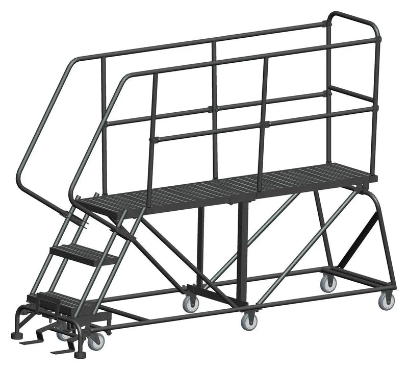 Ballymore Single Entry Work Platforms, 3 Step, 33" Wide Base, 72" Deep Platform, Serrated Tread Ballymore