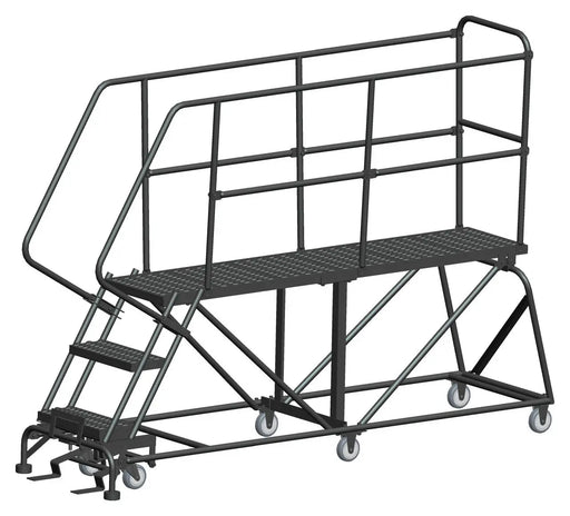 Ballymore Single Entry Work Platforms, 3 Step, 33" Wide Base, 72" Deep Platform, Serrated Tread Ballymore